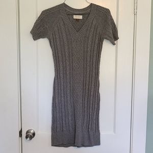 Sonoma Grey V Neck Short Sleeve Sweater Dress